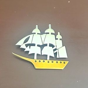 Mexico 925 Sterling Silver Vintage Sailing Ship Pin Brooche